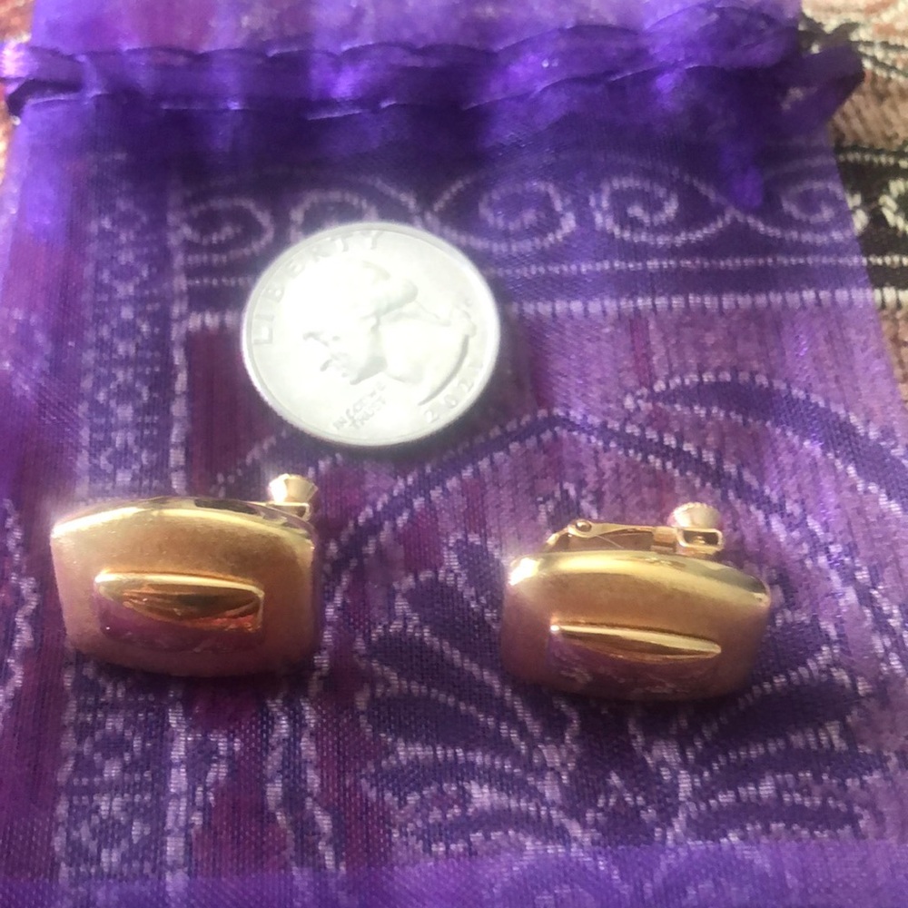 Vintage Napier Rectangular Gold Plated Screw-back Earrings